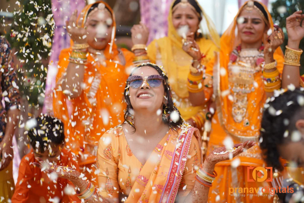 Unique Haldi wedding photoshoot in Jodhpur city